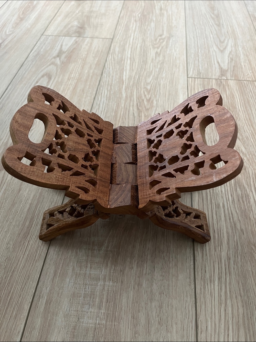 Vintage carved wood folding book stand